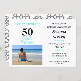 50 und tolles Geburtstag Einladung einfach blau