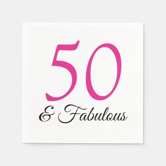 50 und üppig rosa Geburtstagsnapkins Serviette (Vorderseite)