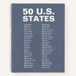 50 US-Bundesstaaten Abkürzungsverzeichnis Spiralbl Notizblock