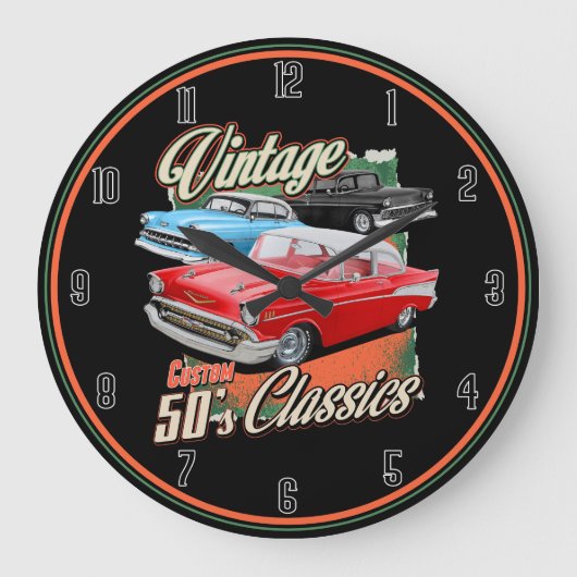 50 Vintage Cars große Uhr (Vorderseite)