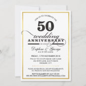 50. WEDDING ANNIVERSARY Klasse stilvolles Gold sch Einladung (Vorderseite)