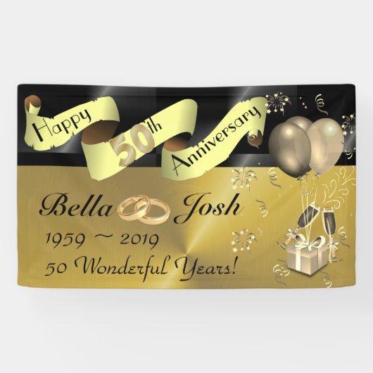 50. Wedding glückliche Jahrestags-Fahne Banner (Horizontal)