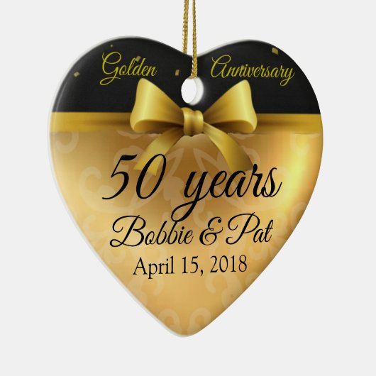 50. Wedding Gold Jubiläum Heart Foto Ornament (Rechts)