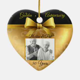 50. Wedding Gold Jubiläum Heart Foto Ornament