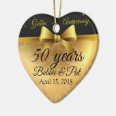 50. Wedding Gold Jubiläum Heart Foto Ornament (Links)