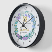 50. Wedding Golden Anniversary Bluebells Wreath Uhr (Winkel)