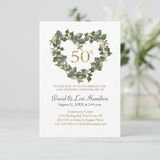 50. Wedding Watercolor Ivy Herzkranz (Stehend Vorderseite)