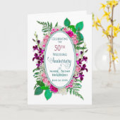 50. Weding Anniversay, Oval, Hütte Blume Karte (Gelbe Blume)