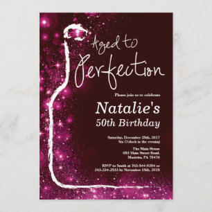 50. Wein Geburtstag Alter bis Perfektion Rosa Glit Einladung