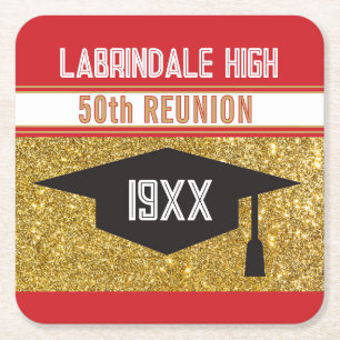 50. Wiedersehen! Individuelle Partyzeit Rechteckiger Pappuntersetzer