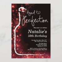 50. Wine Birthday Aged to Perfection Red Glitzer