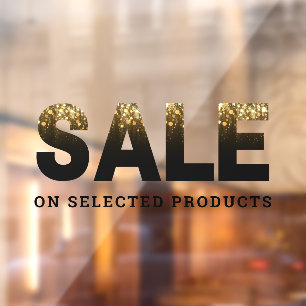 50"X30" Glam Schwarz Gold Sale Wort Geschäft Tür Fensteraufkleber