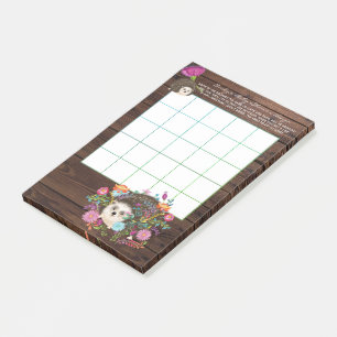 50 x BINGO Spielblätter für Baby - Igel Post-it Klebezettel