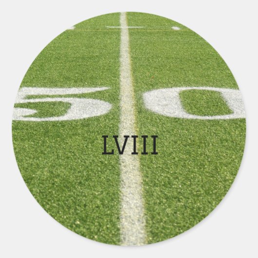 50 Yard Line Football Field Runder Aufkleber (Vorderseite)