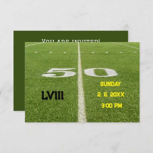 50 Yard Line Football Watch Party Einladung (Vorne/Hinten)