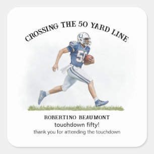 50 Yards American Football 50. Geburtstag Quadratischer Aufkleber