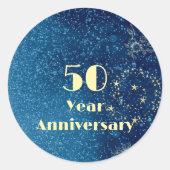 50 Year Anniversary Bond & Seal Sparkling Blue  Runder Aufkleber (Vorderseite)