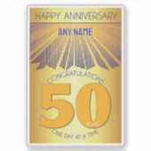 50 Year | Golden Ray 12 Step CUSTOM NAME Aufkleber (Vorderseite)