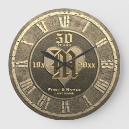 50 Year Vintage Gold Look Wedding Anniversary Große Wanduhr