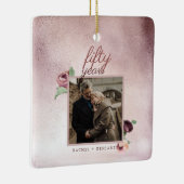 50 Year Wedding Anniversary Rose Gold Glitter Keramikornament (Rechts)