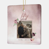 50 Year Wedding Anniversary Rose Gold Glitter Keramikornament (Links)