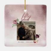 50 Year Wedding Anniversary Rose Gold Glitter Keramikornament (Rückseite)