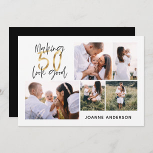 50 zum Geburtstag ein gutes Multi-Foto machen Feiertagskarte