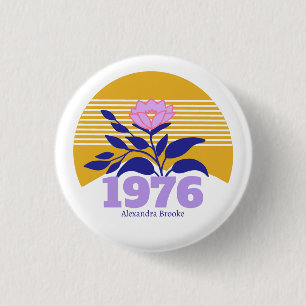 50er 60er Geburtstag Sonne modern retro Name Butto Button