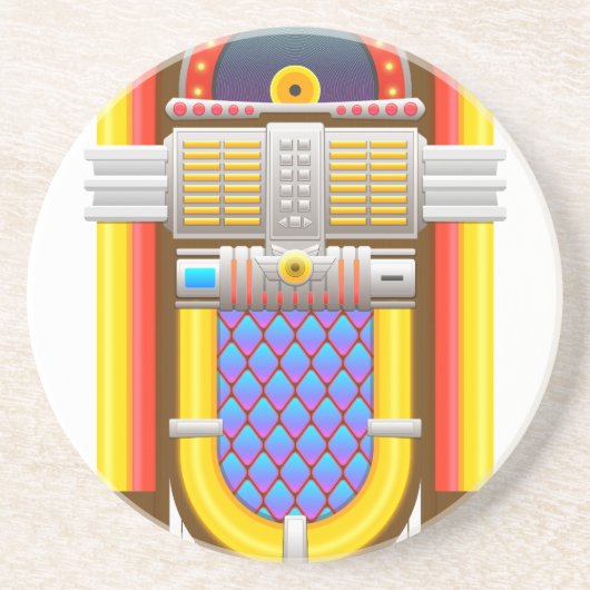 50er altmodische Jukebox Sandstein Untersetzer (Vorne)