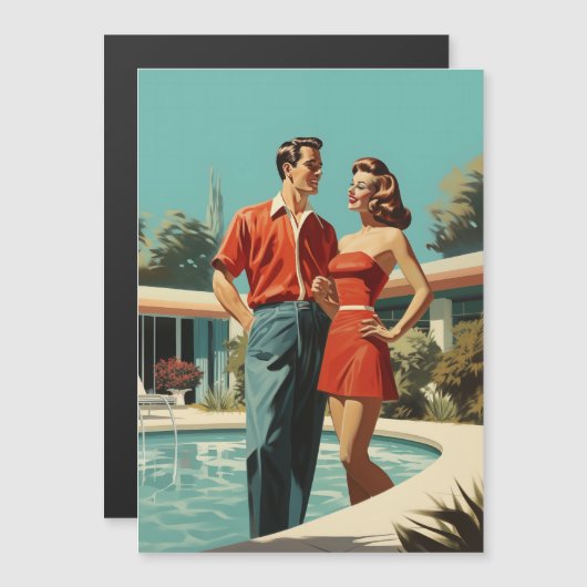 50er am Pool Magneteinladung (Vorne/Hinten)