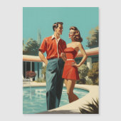 50er am Pool Magneteinladung (Vorderseite)