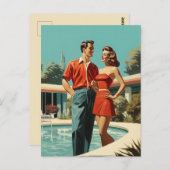 50er am Pool Postkarte (Vorne/Hinten)
