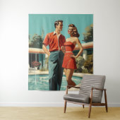 50er am Pool Wandteppich (Beispiel)