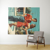 50er am Pool Wandteppich (Beispiel (Horizontal))