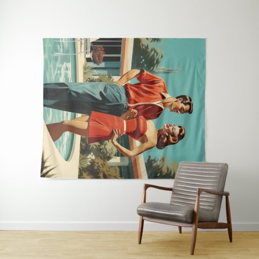 50er am Pool Wandteppich (Beispiel (Horizontal))