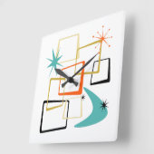 50er Atomic Squares Boomerang Sternexplosion Mitte Quadratische Wanduhr (Winkel)