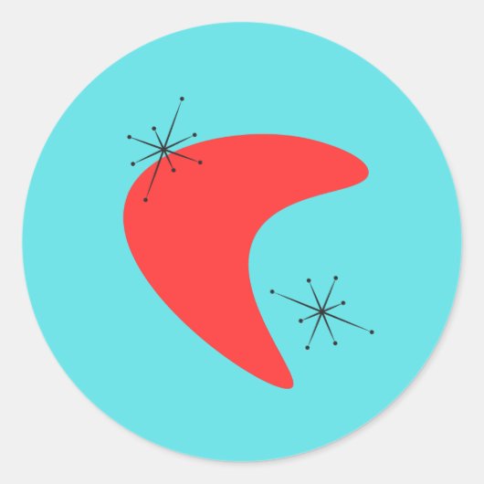 50er Boomerang Mitteljahrsmoderne Runder Aufkleber (Vorderseite)