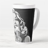 50er BW-Grafik-Comic-Stil Eiscreme-Blondine Milchtasse (Rechte Ecke)
