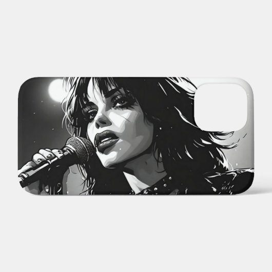 50er BW-Grafik-Comic-Stil Goth-Punk-Sänger Case-Mate iPhone Hülle (Rückseite (Horizontal))