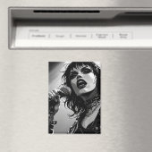50er BW-Grafik-Comic-Stil-Goth-Punk-Sänger Magnet (In Situ (Geschirrspüler))