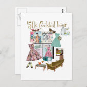 "50er Cocktail-Stunde Postkarte (Vorne/Hinten)