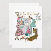 "50er Cocktail-Stundeneinladungen Einladung (Vorne/Hinten)