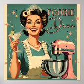 50er Comic Buch-Stil lustige Feinschmecker Diva Kü Poster (Vorne)