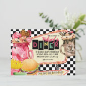 50er Diner Milkshake Party Einladung (Stehend Vorderseite)