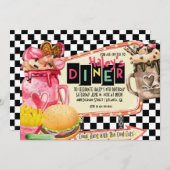 50er Diner Milkshake Party Einladung (Vorne/Hinten)