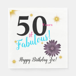 50er & Fab lila Sterne & goldene Sterne Serviette