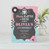 50er Fifties Sock Hop Rock Roll Einladung zum Gebu (Stehend Vorderseite)