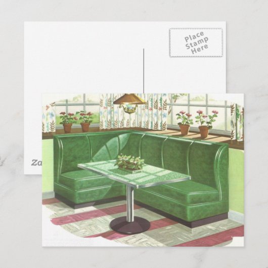 50er Green Kitchen Booth Postkarte (Vorne/Hinten)