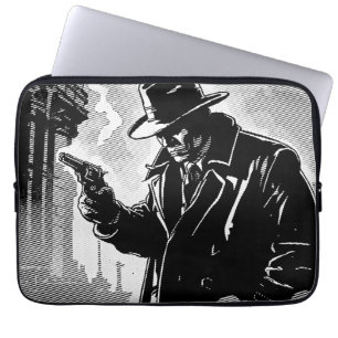 50er-Jahre-BW-Comic-Style-Grimmiger-Urbane-Detekti Laptopschutzhülle