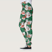 50er Jahre Grünes Weihnachtsmuster mit Kätzchen Leggings (Links)